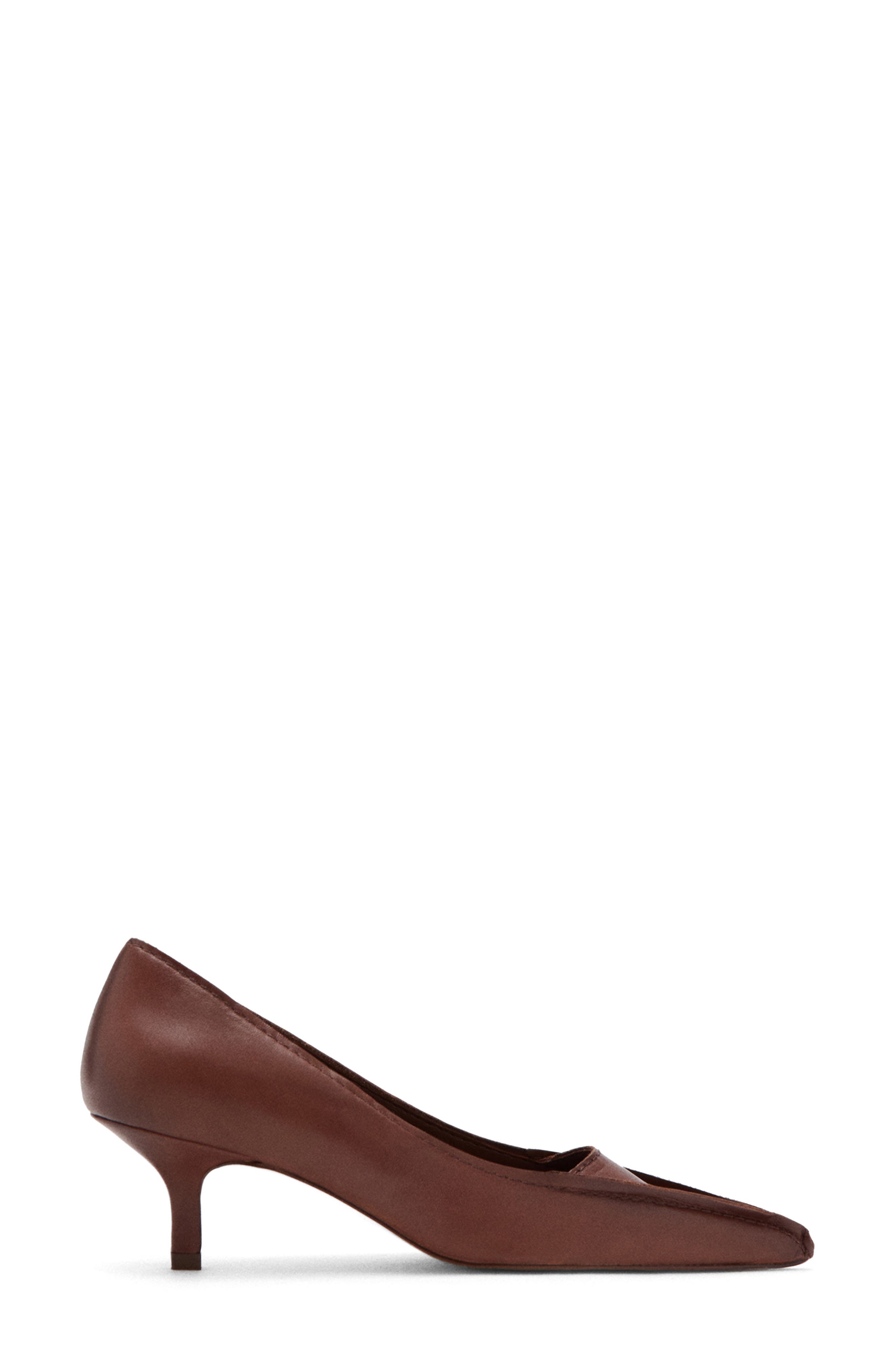 MANGO Pointed Toe Kitten Heel Pump, Main, color, Brown