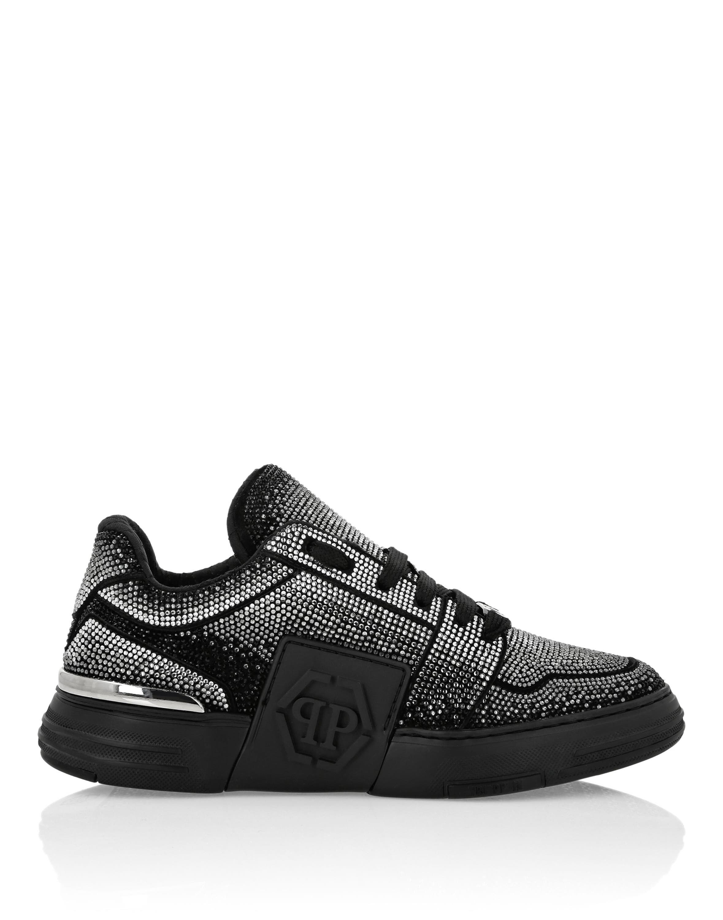 Suede Lo-Top Sneakers Strass Hexagon Unisex, Alternate, color, black