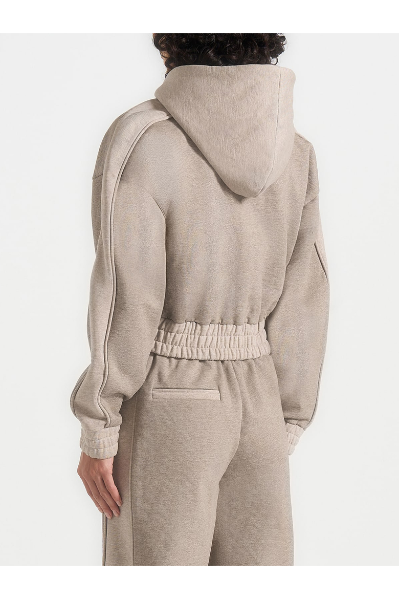 Rayna Two-Tone Relaxed Zip Through Hoodie, Alternate, color, Beige