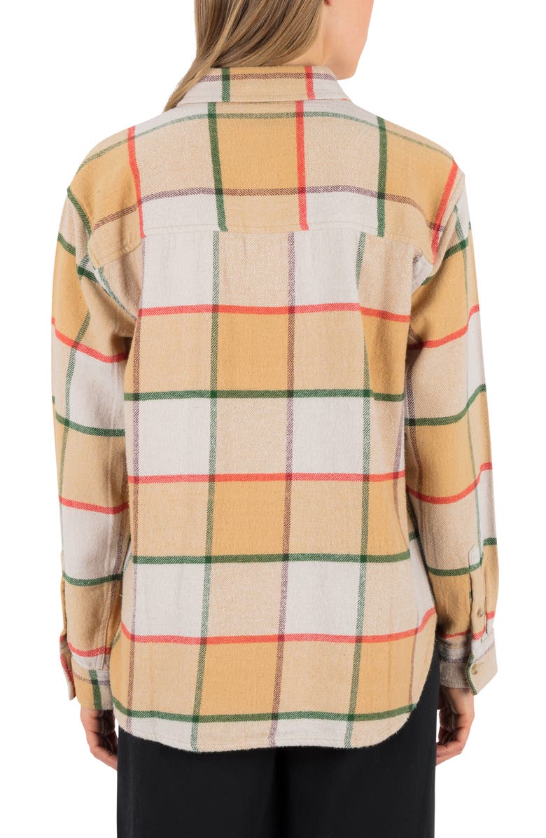 Hurley Wander Plaid Flannel Button-Up Shirt, Alternate, color, Beige/ Lilac Marble