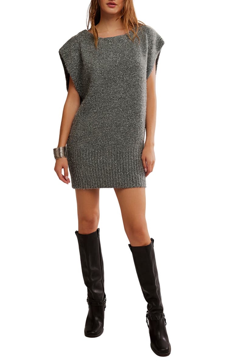 Free People Talia Sweater Minidress, Main, color, Castle Grey Combo