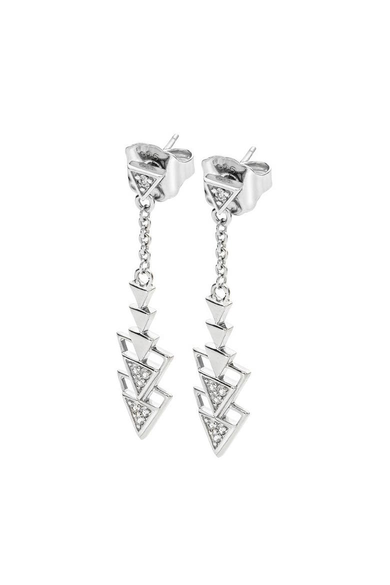 Art Deco Triangle Earrings, Main, color, Sterling Silver