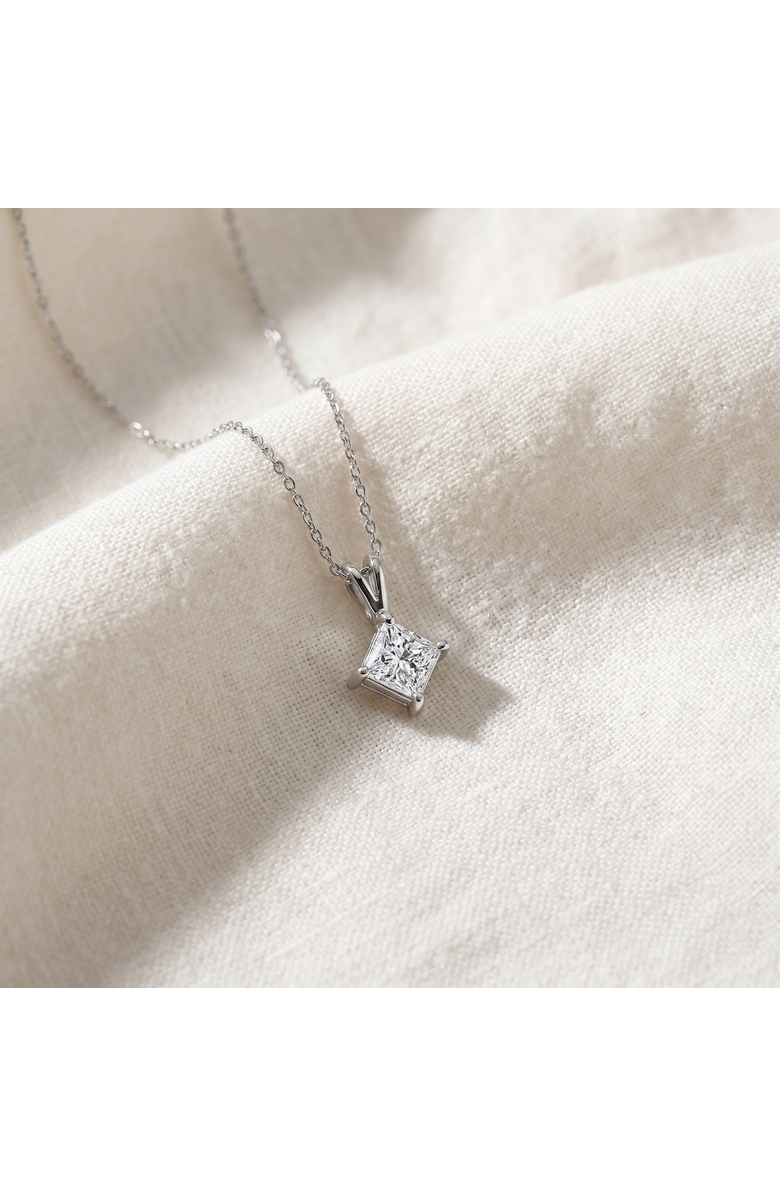 Bliss Diamond 1Ct Princess Cut Diamond Solitaire Pendant 14k Gold Necklace Lab Grown, Alternate, color, 14K White Gold