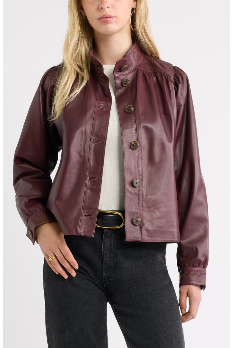 Leather Swing Jacket, Main, color, BURGUNDY ROYALE