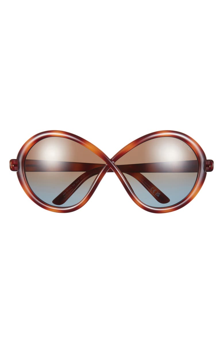 TOM FORD 68mm Gradient Butterfly Sunglasses, Main, color, Blonde Havana / Gradient Brown