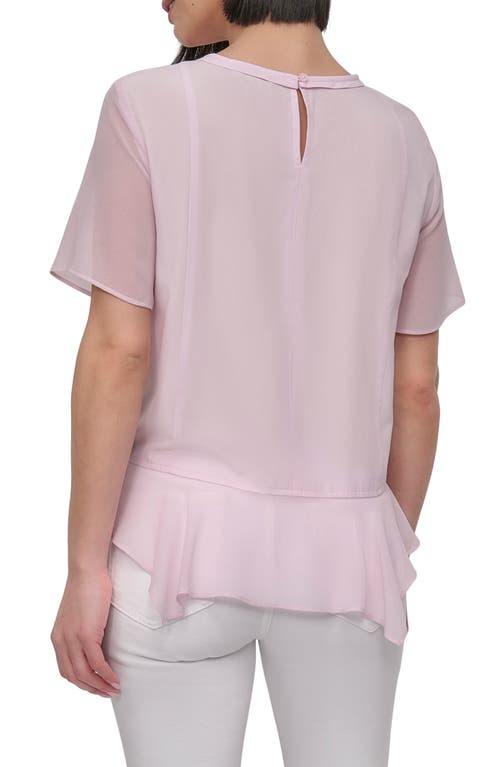 Dkny Handkerchief Hem Mixed Media Top In Pink