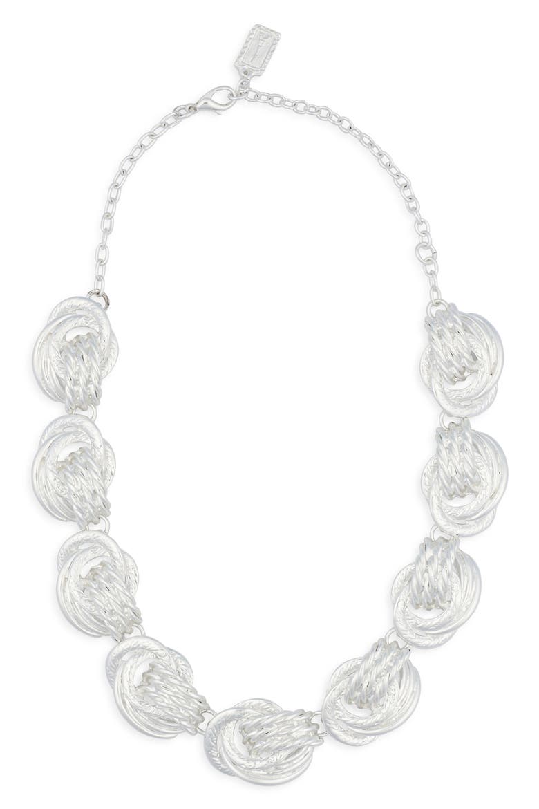 Knot Link Collar Necklace, Main, color, SILVER