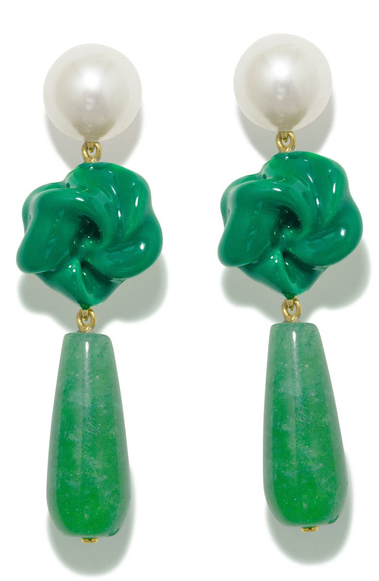 COMPLETEDWORKS The Depths of Time Freshwater Pearl & Chalcedony Drop Earrings, Main, color, 