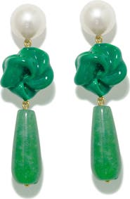 COMPLETEDWORKS The Depths of Time Freshwater Pearl & Chalcedony Drop Earrings