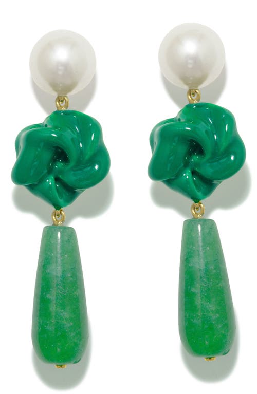 Completedworks The Depths Of Time Freshwater Pearl & Chalcedony Drop Earrings In Green 18ct Gold Plated