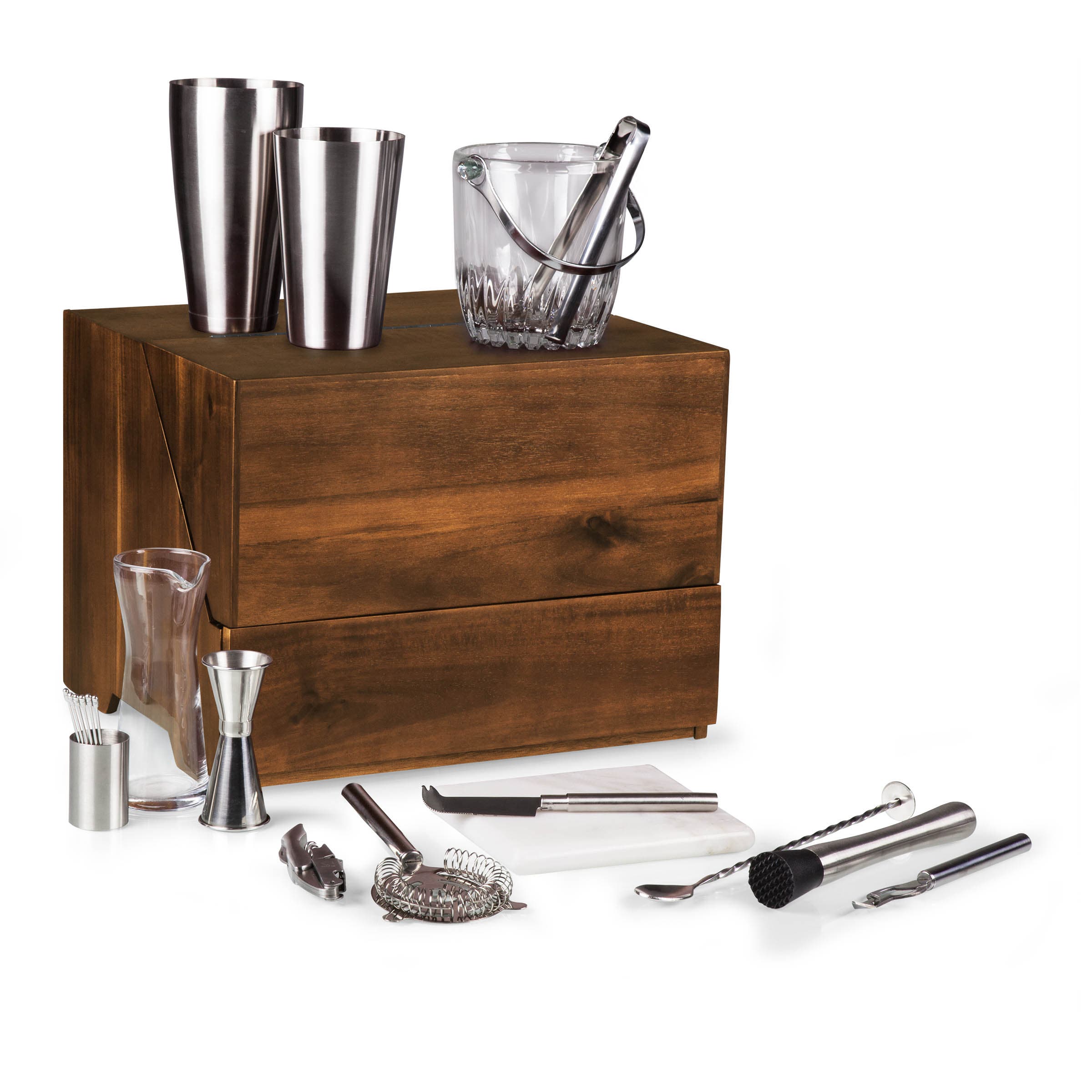 Legacy Madison Acacia Tabletop Bar Set In Brown