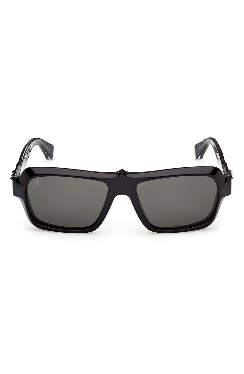 Christian Louboutin 56mm Rectangular Sunglasses, Main, color, Black Gunmetal / Zeiss Smoke