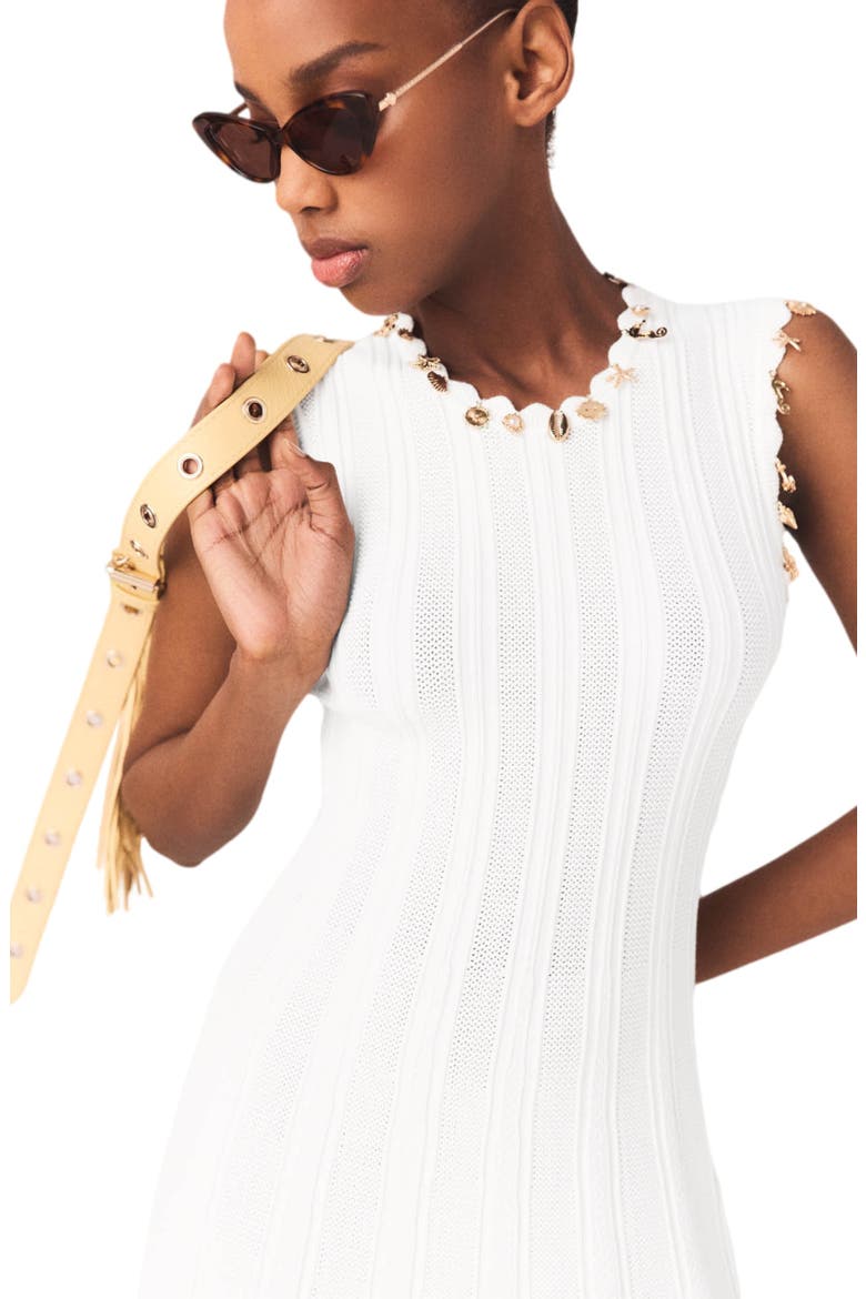 Knit dress with gold jewellery, Alternate, color, White