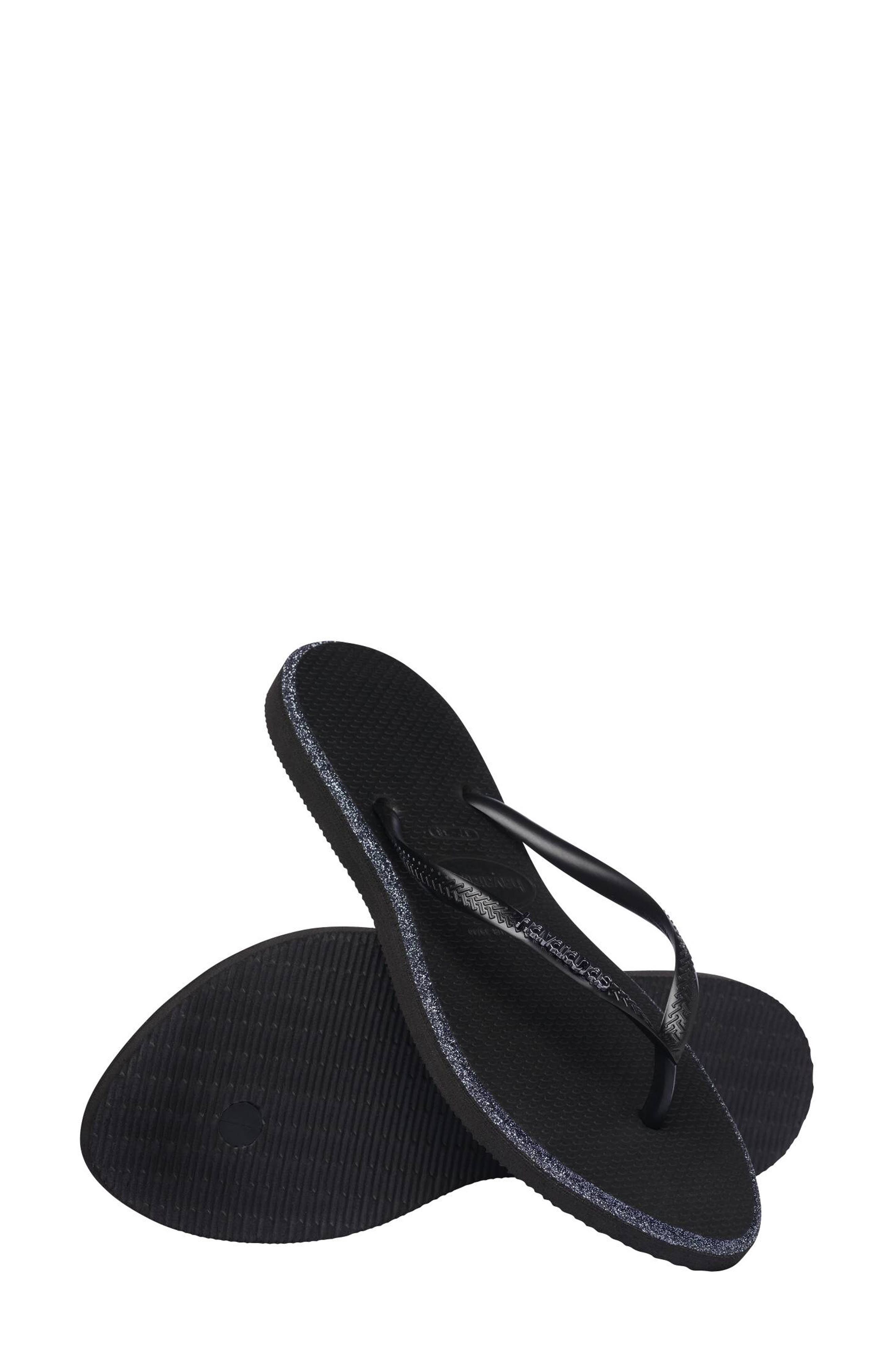 Havaianas Slim Point Glitter Flip Flop, Alternate, color, Black/ Black
