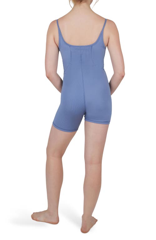 Yogalicious Illusion Rib Lotus Romper In Blue