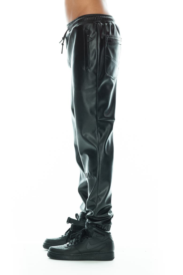 Faux Leather Joggers, Alternate, color, BLACK
