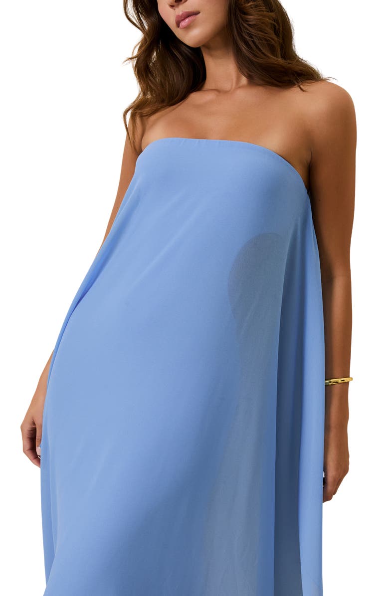 Solid & Striped The Indira Strapless Maxi Dress, Alternate, color, Blue Lagoon