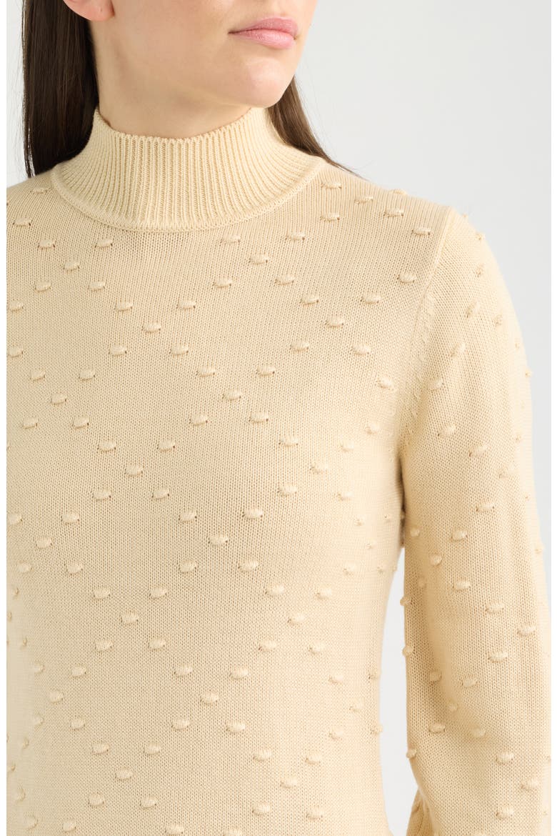 Bobble Diamond Stitch Long Sleeve Sweater Dress, Alternate, color, MACADAMIA