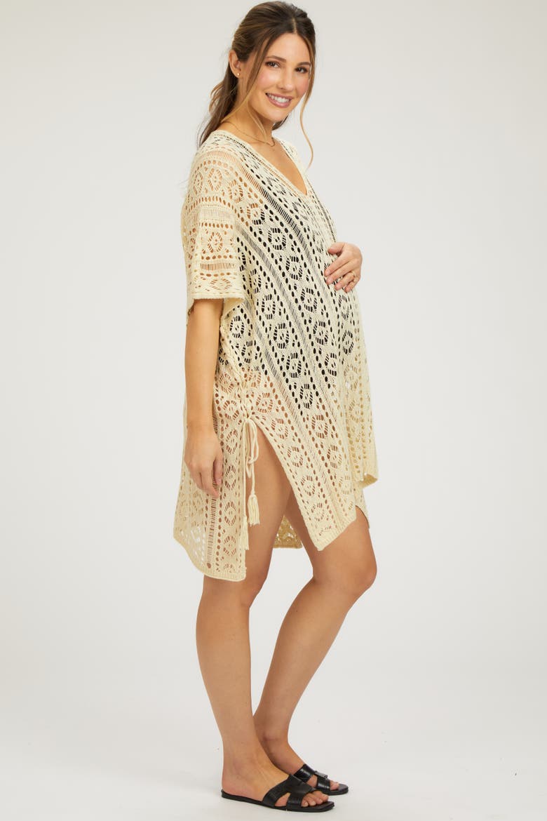 Crochet Knit Swim Cover Up, Alternate, color, Cream