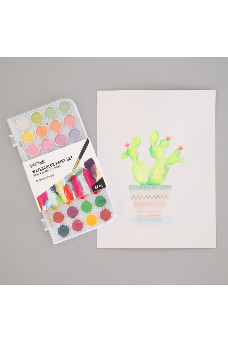 Neon & Metallic Watercolor Set 36 Colors, Alternate, color, Multicolored