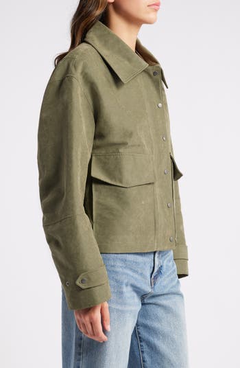 Treasure & Bond linen blend field top jacket XXS $109 green army