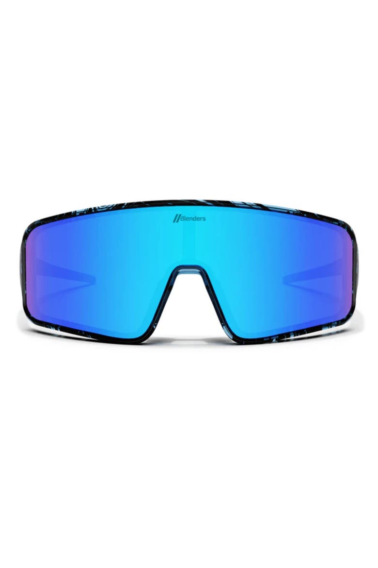 Eclipse 99mm Polarized Shield Sunglasses, Main, color, BLUE PRINT