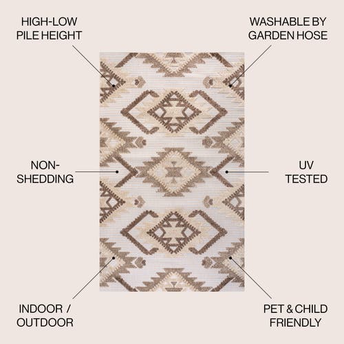 Jonathan Y Sumak High-low Pile Neutral Diamond Kilim Indoor/outdoor Area Rug In Brown/ivory