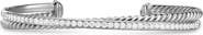 David Yurman Crossover Two-Row Cuff Bracelet in Sterling Silver with Diamonds, 6mm