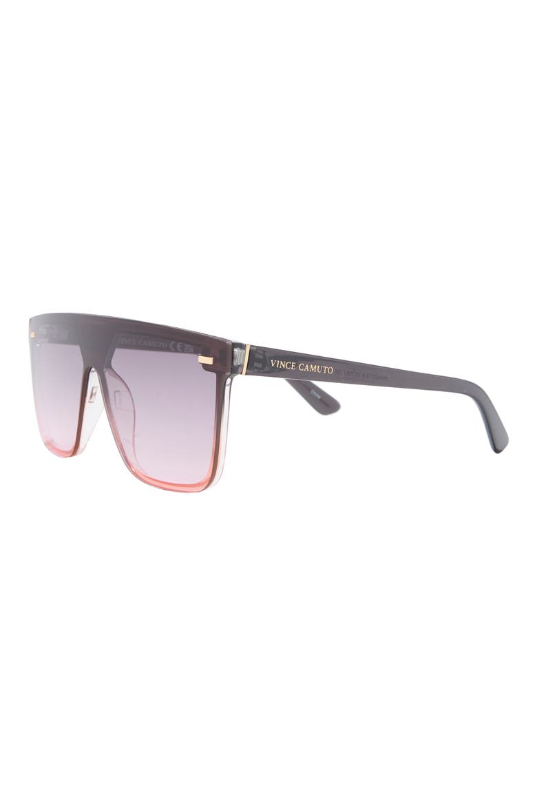 143mm Gradient Flat Top Shield Sunglasses, Alternate, color, BLACK