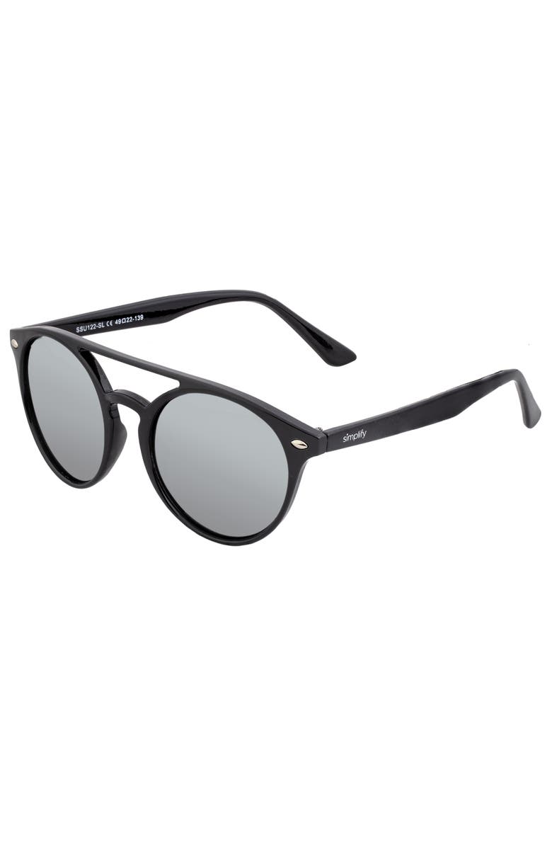 SIMPLIFY Finley Polarized Sunglasses, Main, color, Black/Silver