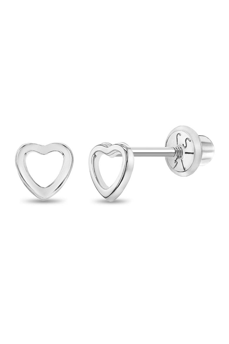 14k Tiny Heart Earrings, Main, color, Silver