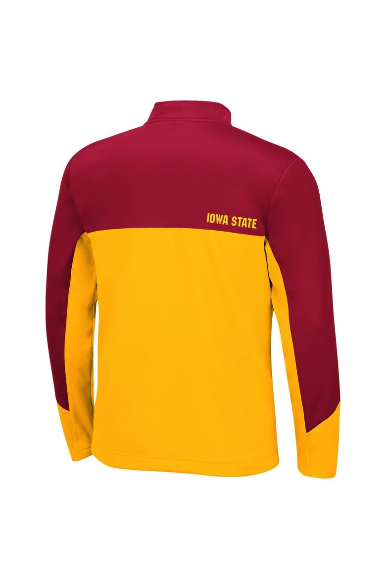 Men's Colosseum Cardinal/Gold Iowa State Cyclones Triple Dog Dare Quarter-Zip Jacket, Alternate, color, Cardinal