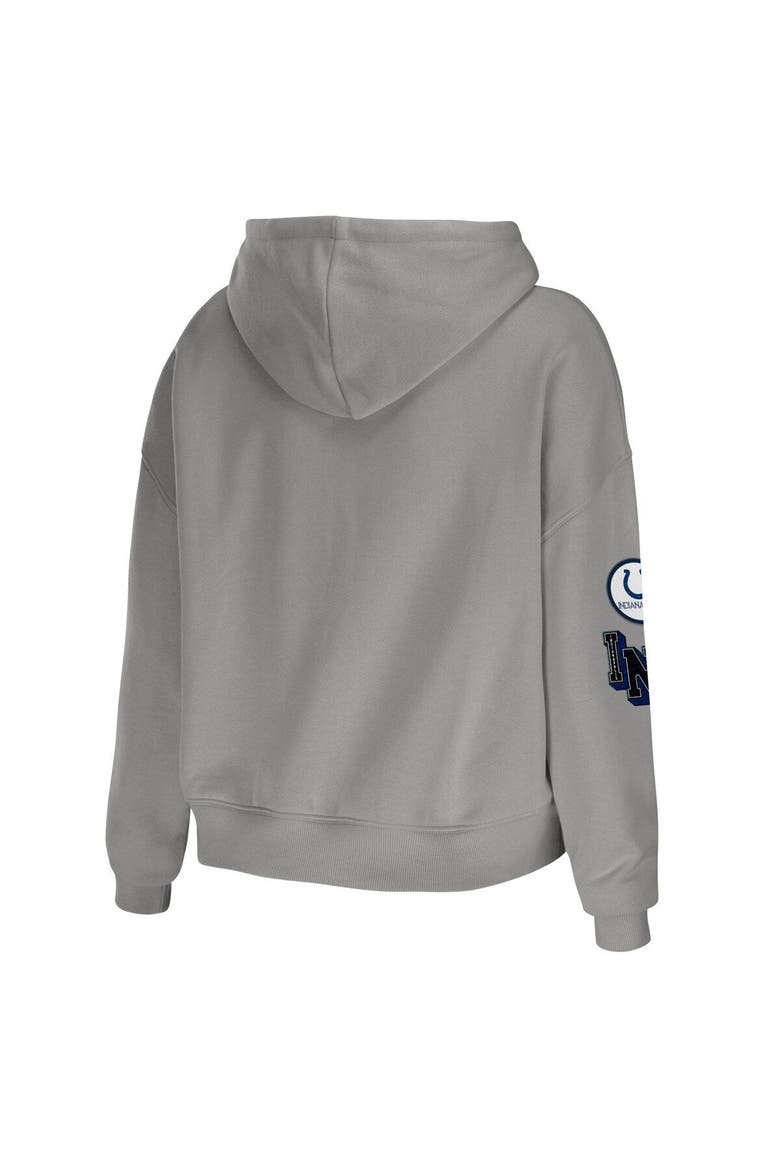 Women's WEAR by Erin Andrews Gray Indianapolis Colts Modest Cropped Pullover Hoodie, Alternate, color, Gray