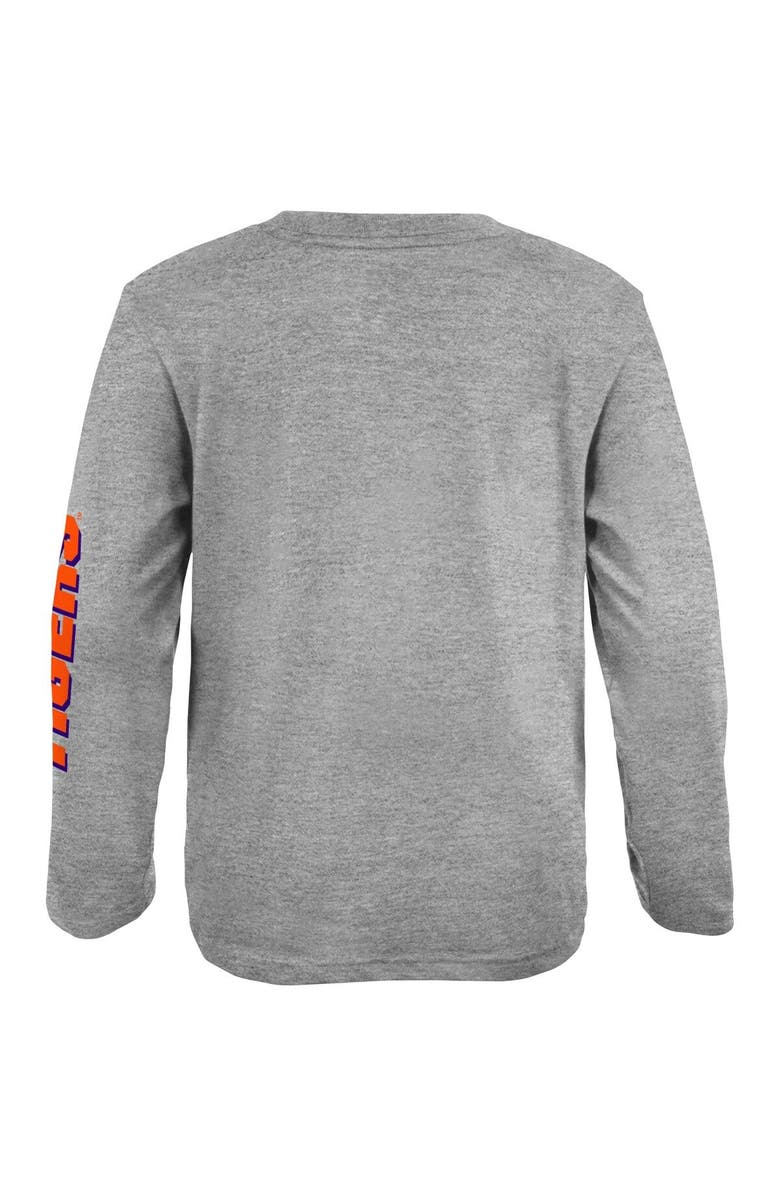 Outerstuff Youth Heather Gray Clemson Tigers 2-Hit For My Team Long Sleeve T-Shirt, Alternate, color, 