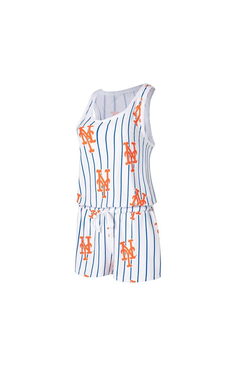 CONCEPTS SPORT Women's Concepts Sport White New York Mets Reel Pinstripe Knit Romper, Alternate, color, White