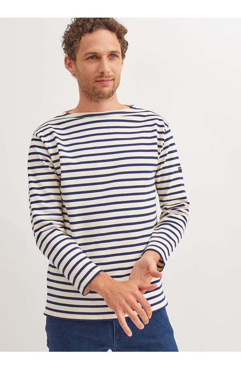 Saint James GUILDO - Boat Neck Heavyweight Breton Stripe Shirt, Main, color, Ecru/Navy