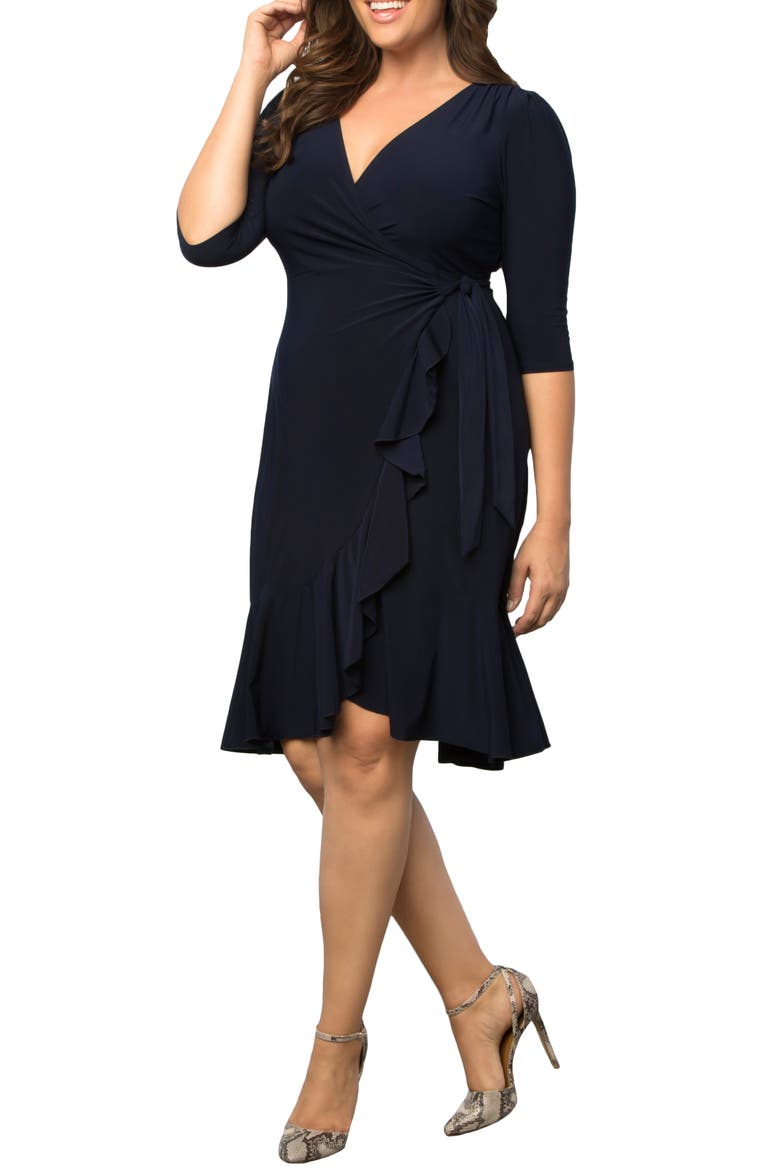 Whimsy Wrap Dress, Alternate, color, NAVY BLUE