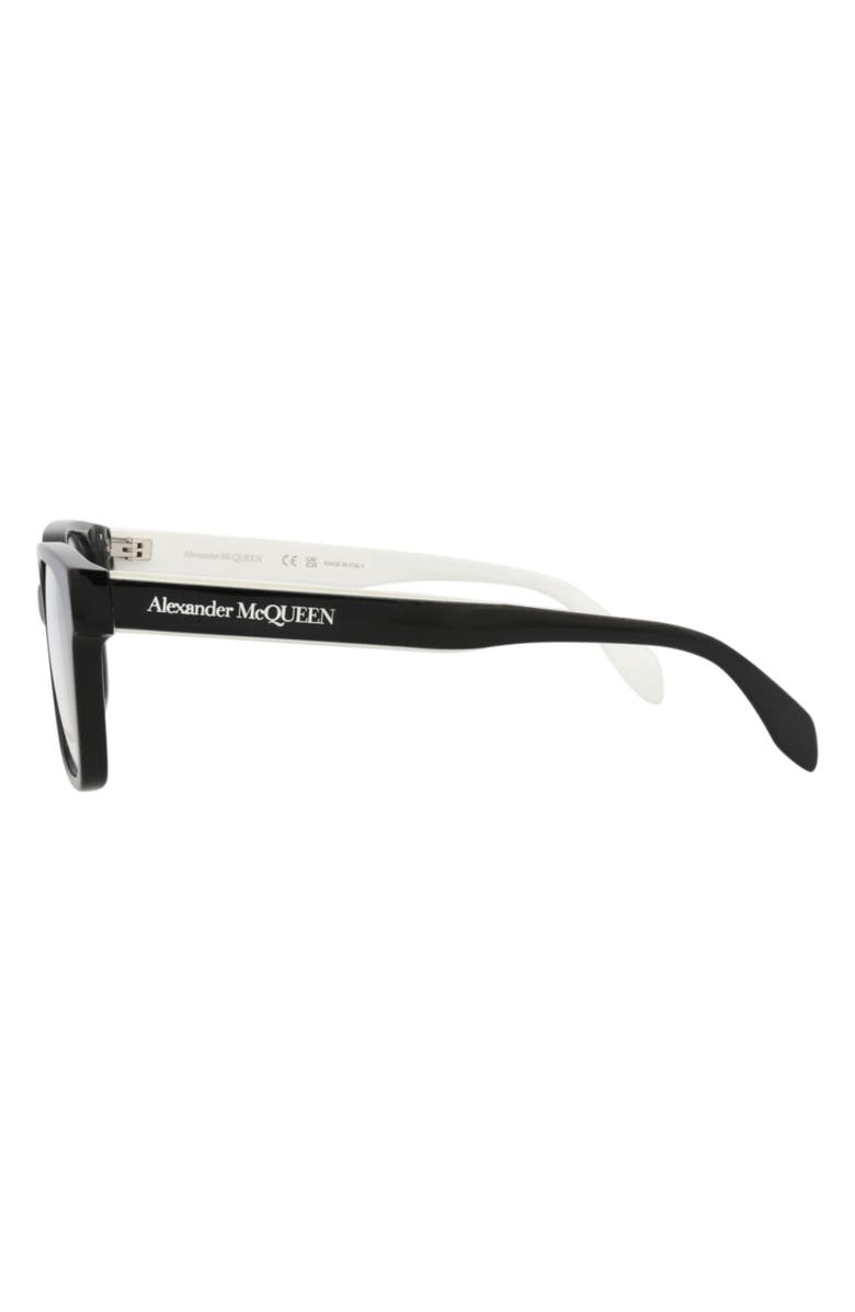 McQueen 52mm Square Optical Glasses, Alternate, color, Black Black Transparent