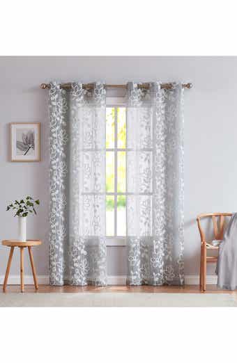 DAINTY HOME Set of 2 Embroidered Sheer Curtain Panels