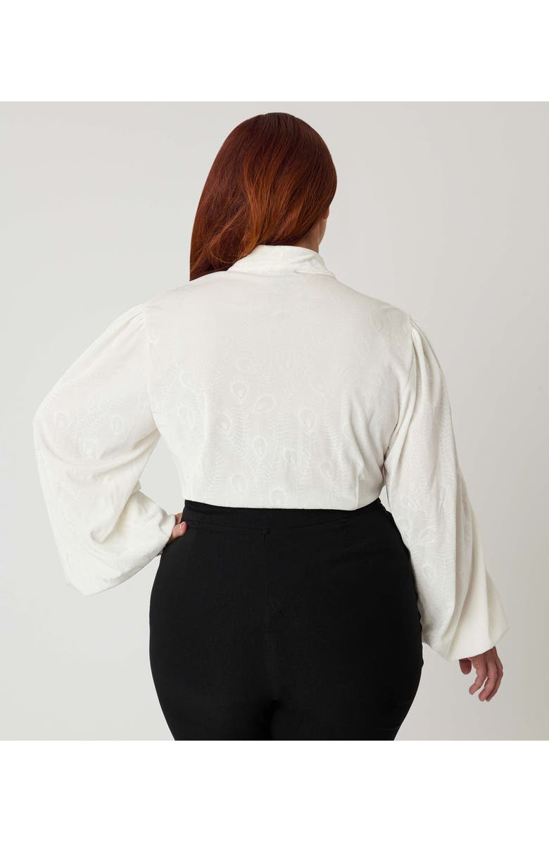 Unique Vintage Plus Size Long Sleeve Neck Tie Gwen Blouse, Alternate, color, Ivory