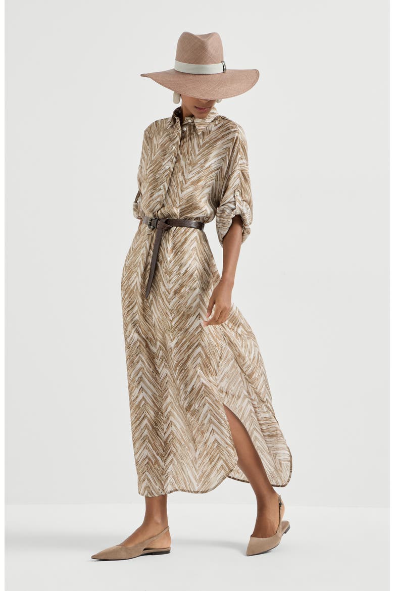 Chevron print dress, Alternate, color, Beige