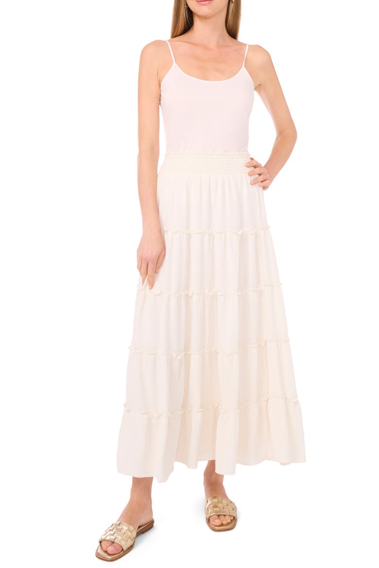 Smock Waist Tiered Maxi Skirt, Alternate, color, NEUTRAL