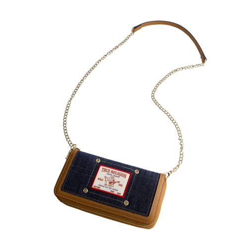 True Religion Buddha Patch Double Zip Chain Wallet In Blue