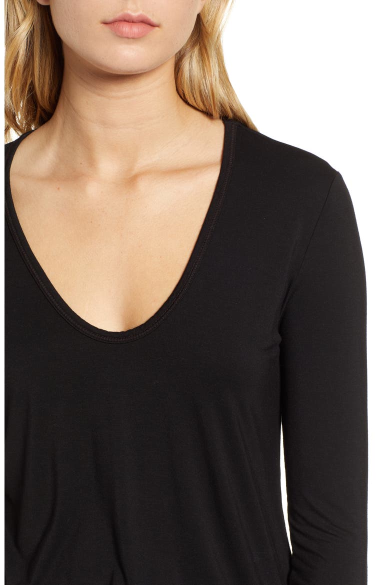 Scoop Neck Jersey Tee, Alternate, color, BLACK