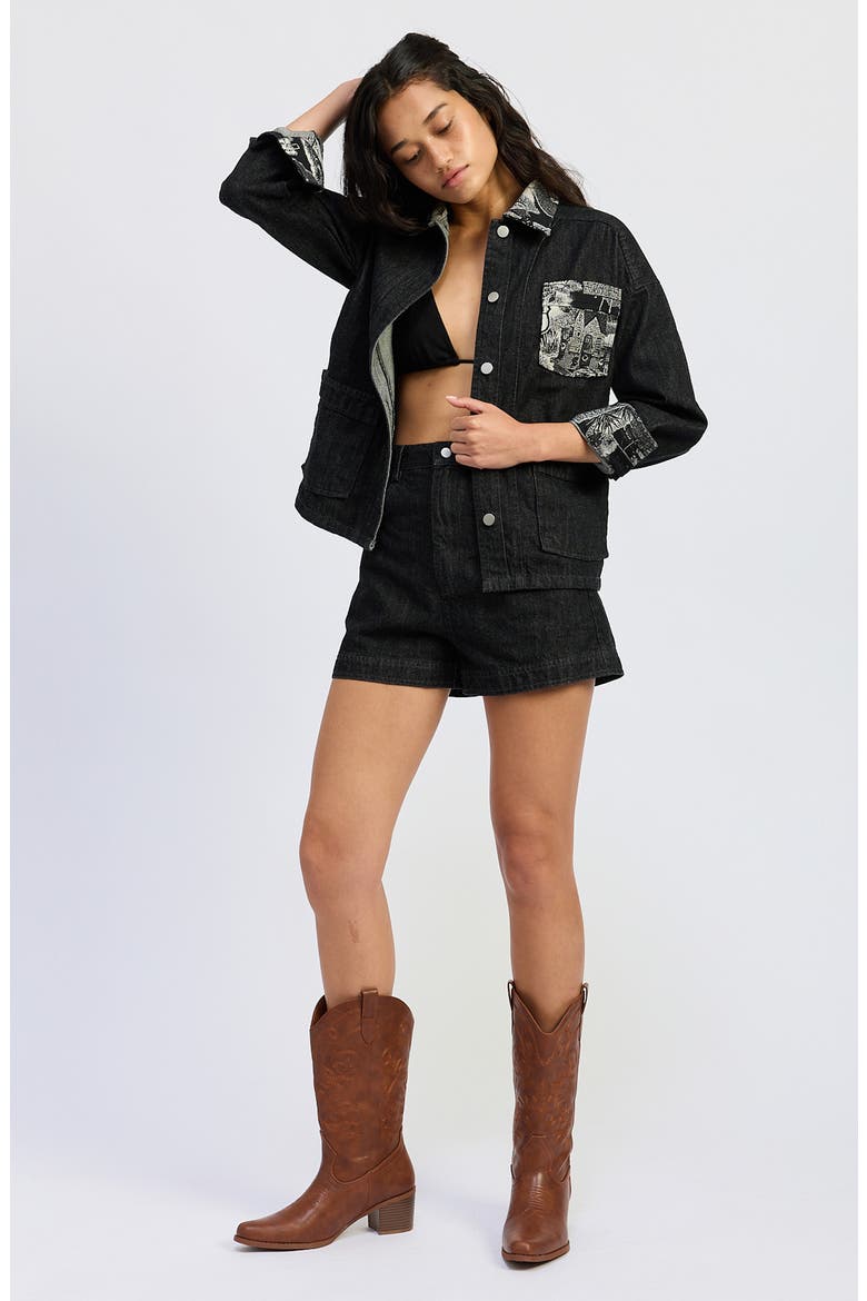 Vanessa Denim Jacket, Alternate, color, BLACK TONAL