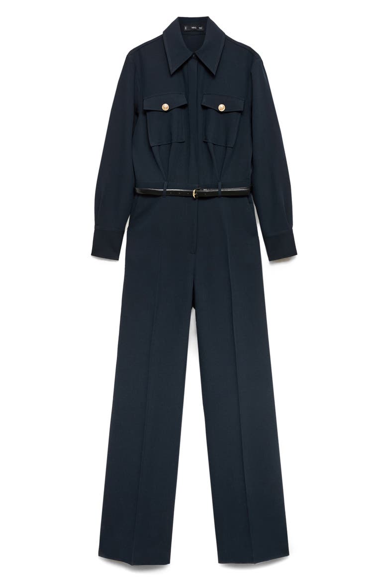 Long Sleeve Belted Jumpsuit, Alternate, color, DARK NAVY