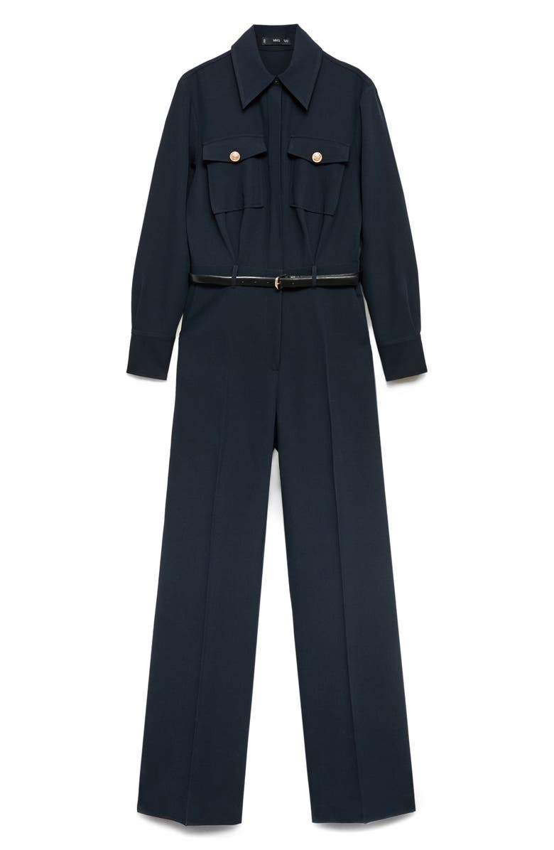 MANGO Long Sleeve Belted Jumpsuit, Alternate, color, 