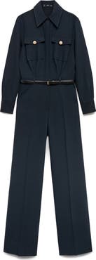 MANGO Long Sleeve Belted Jumpsuit