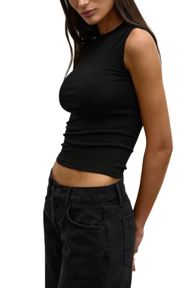 Regan Stretch Cotton Tank Top, Main, color, BLACK