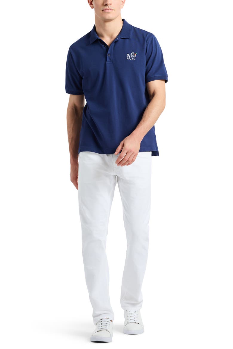 Monkey Business Embroidered Cotton Piqué Polo, Alternate, color, NAVY